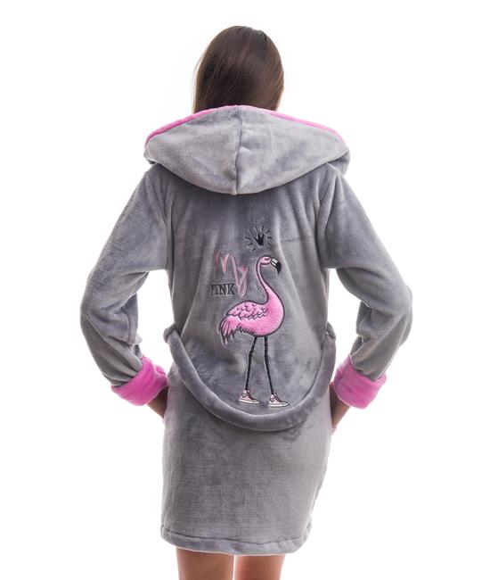 Poppy DK Flamingó Szürke-Közép Pink Köntös Poppy DK Flamingó Szürke-Közép Pink Köntös
